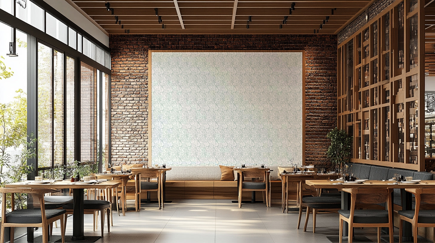 Botanical wall mural with gentle floral silhouettes

