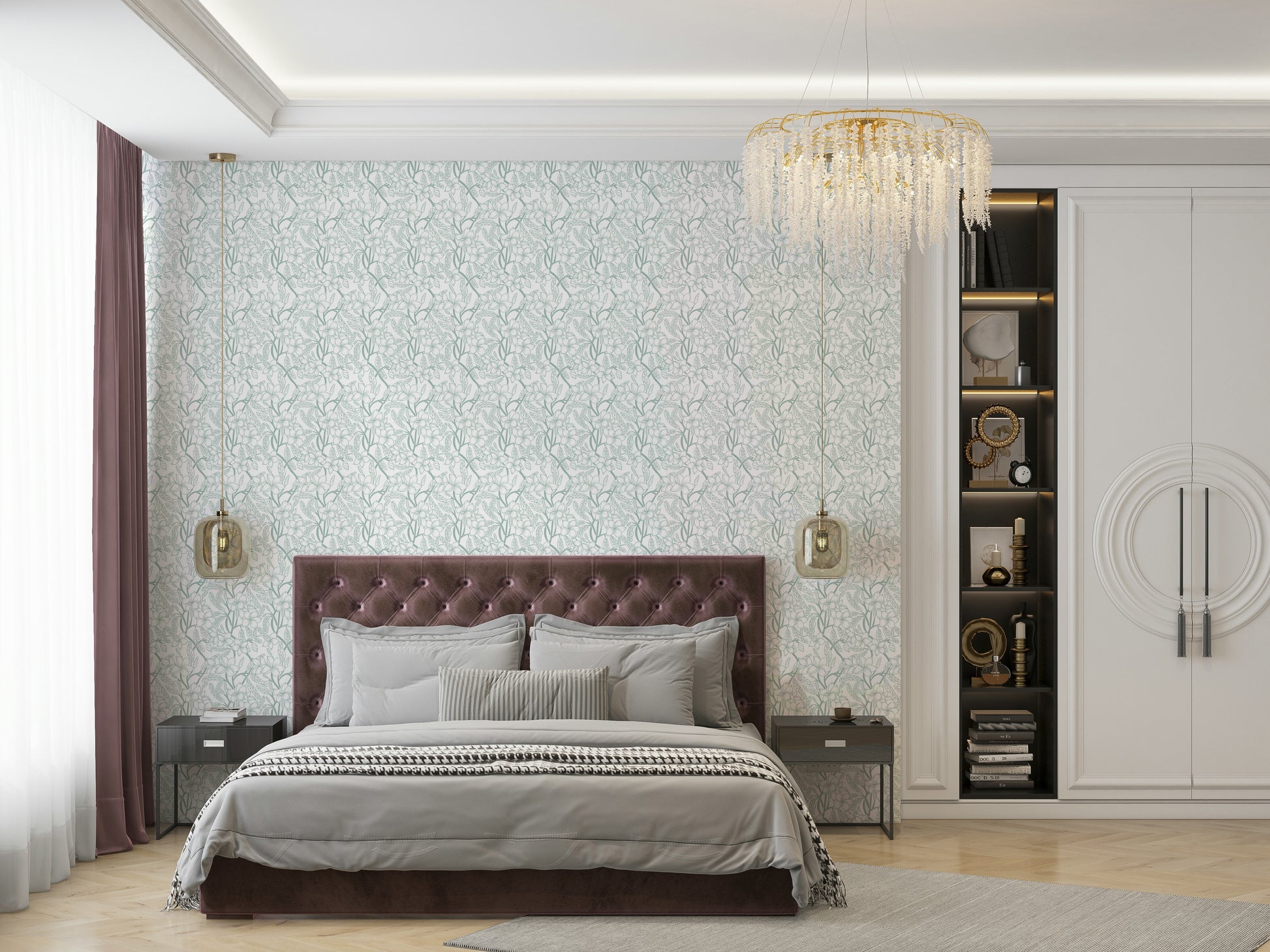 Delicate floral wallpaper for modern romantic rooms

