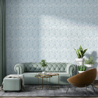 Tranquil light blue floral wallpaper for modern and classic decor

