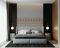 Regal Bloom Stripes mural designed with flowing flowers and vertical stripe accents
