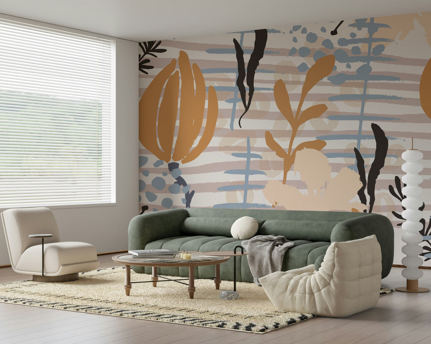 An artistic nature inspired mural for home decor.

