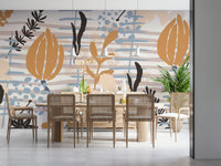 A contemplative geometric floral wallpaper mural for a feature wall.

