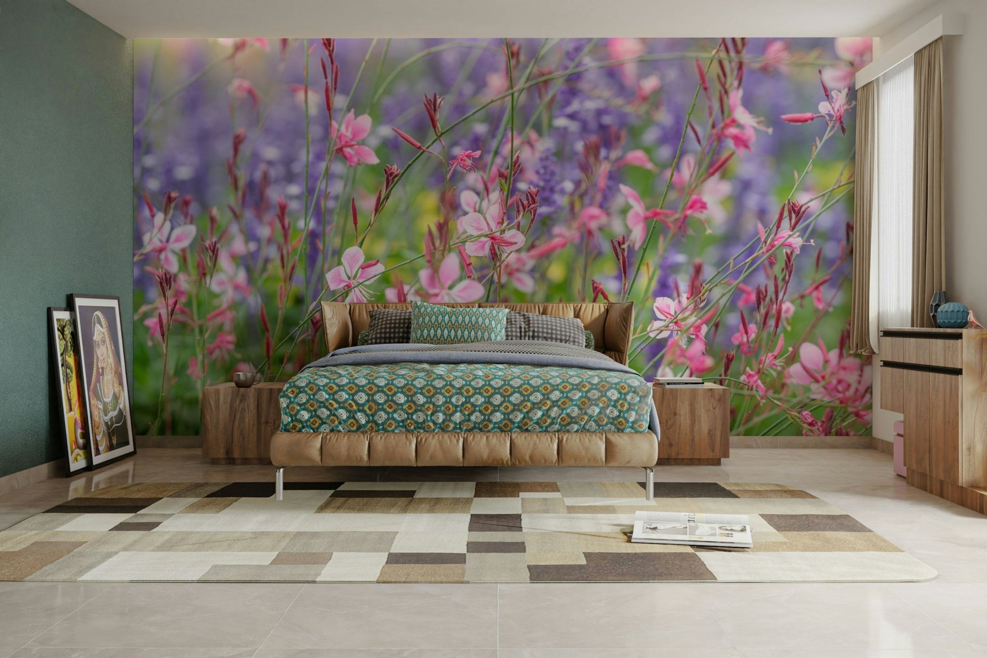 Suitable for a living room, bedroom, or a nature-inspired, calming, or romantic interior.
