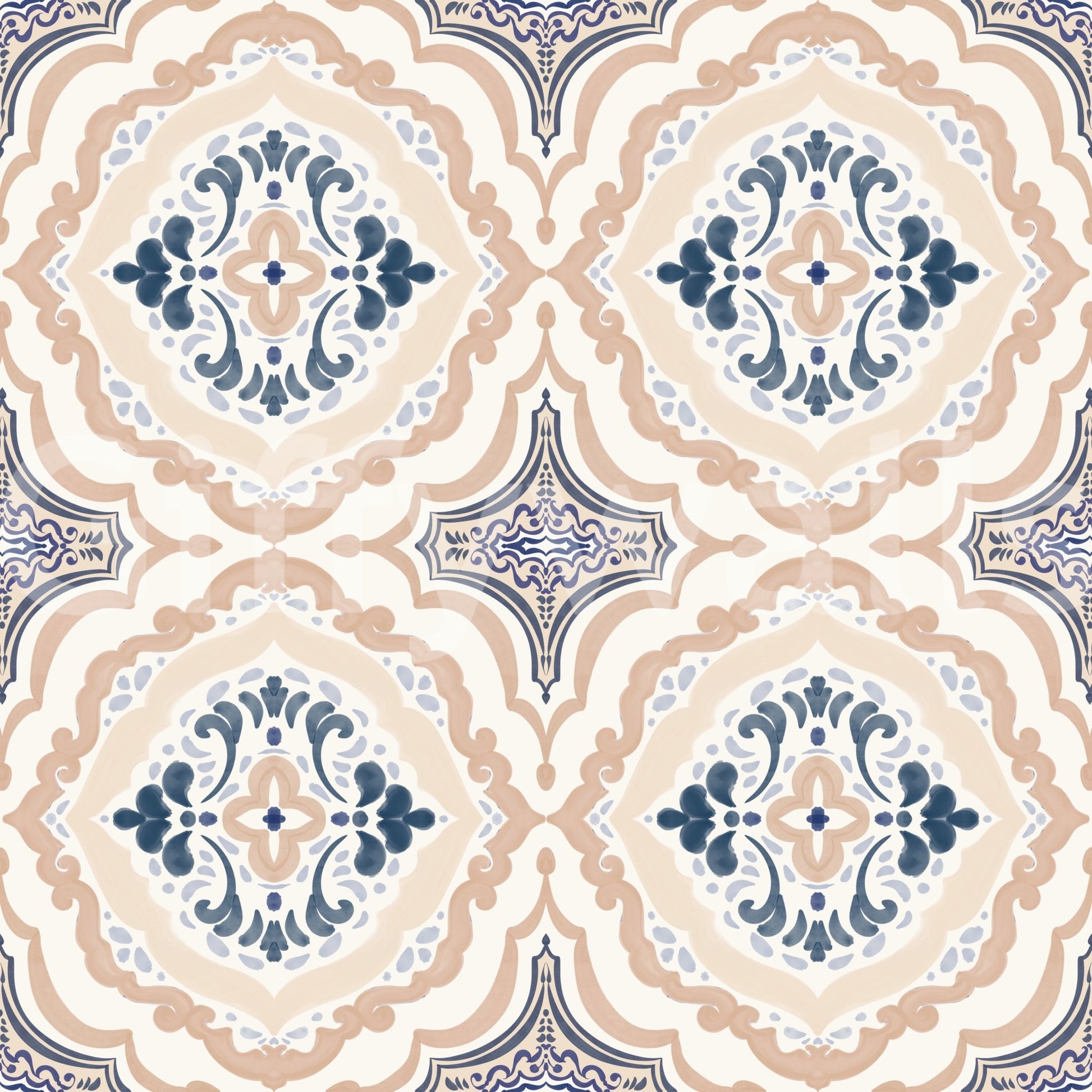 Lightweight texture of the Floral Tile Harmony Wallpaper for wall.