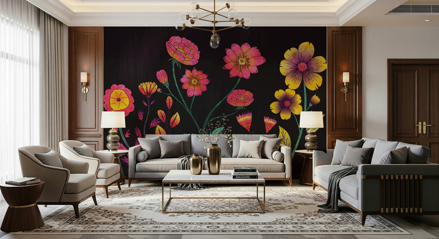Luminous Floral Whispers Wall Mural