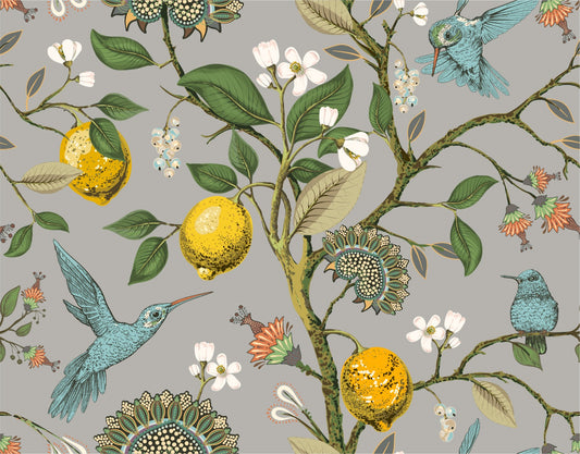 Lemon Tree & Birds tapet väggmålning