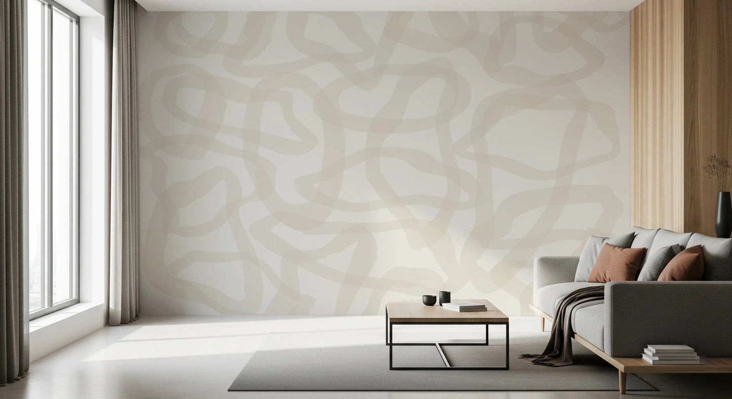 Flow State Wall Mural featuring minimalist organic shapes