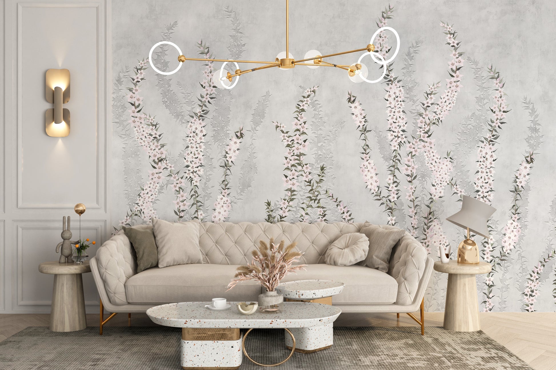 Soft floral wallpaper for nature-inspired decor