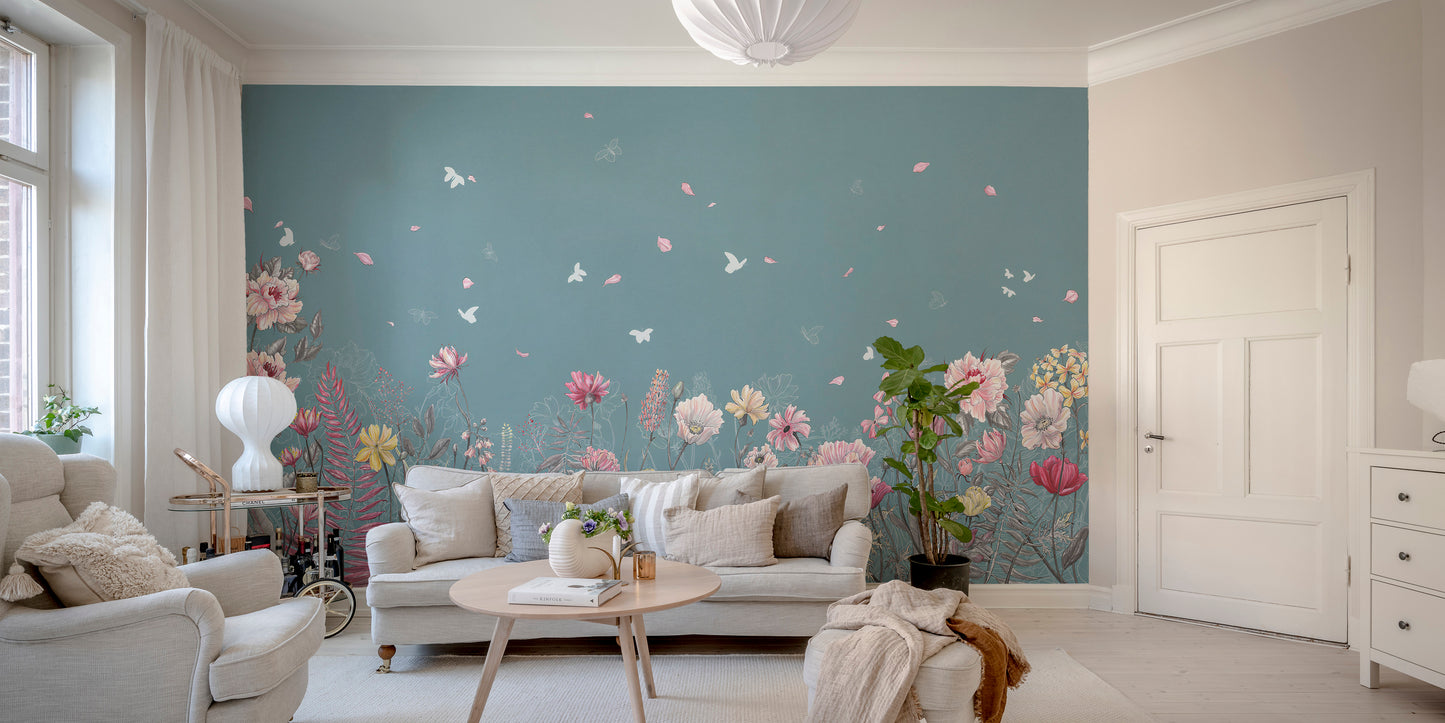 Flower Butterfly Garden Wallpaper Murals - Giffywalls