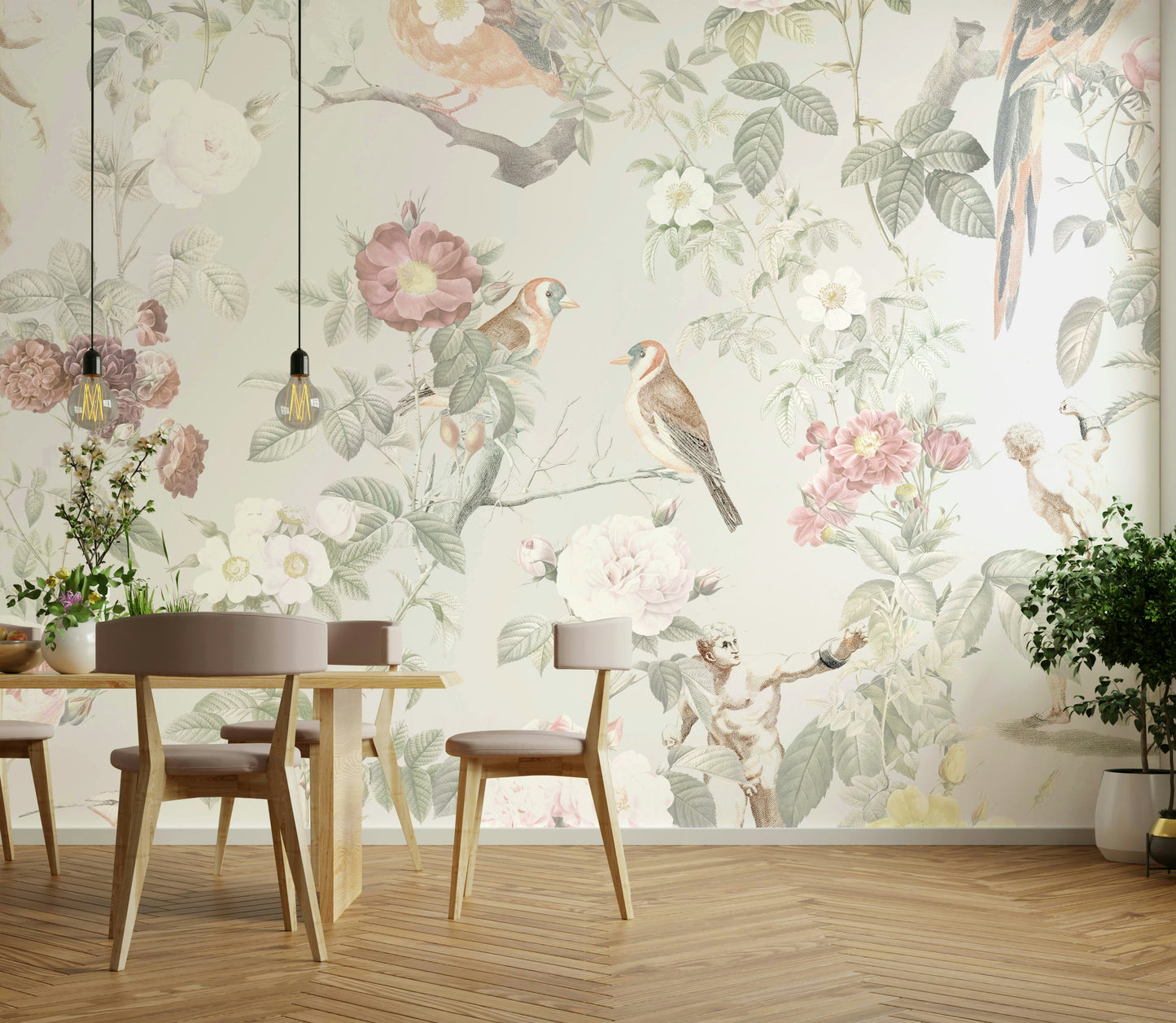 Delicate floral wallpaper mural

