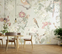 Delicate floral wallpaper mural

