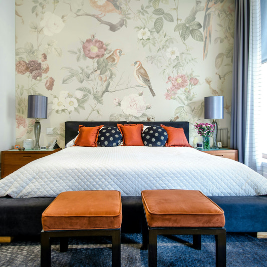 Soft floral mural wall design

