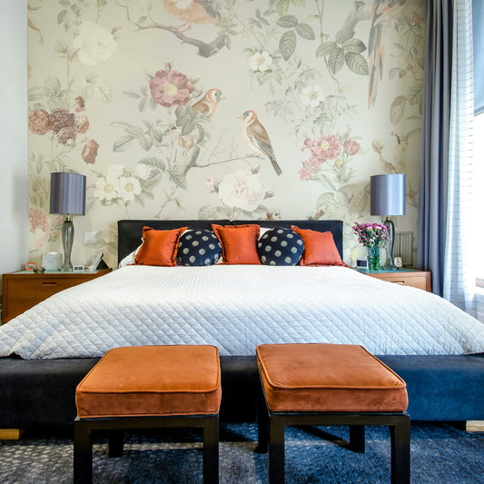 Soft floral mural wall design

