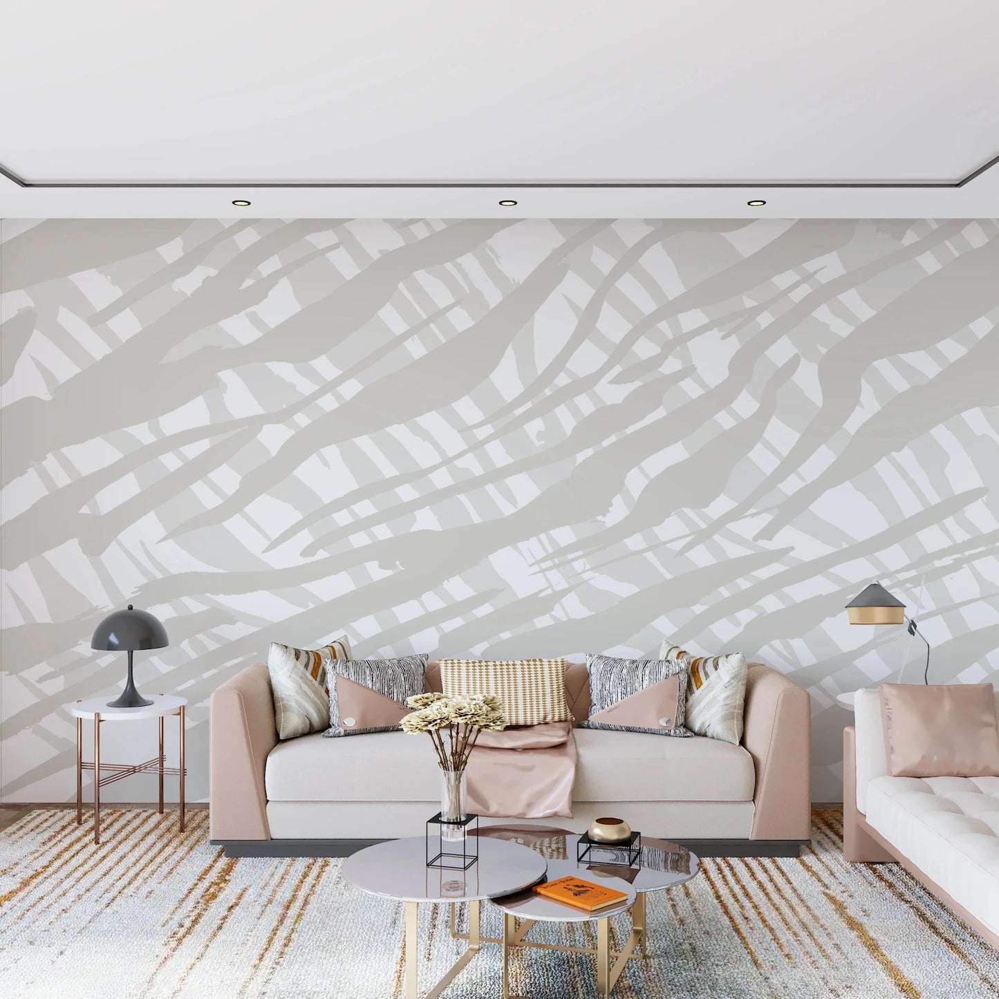 Modern art style using Fluid Strokes Art Wall Mural hallway graphics.
