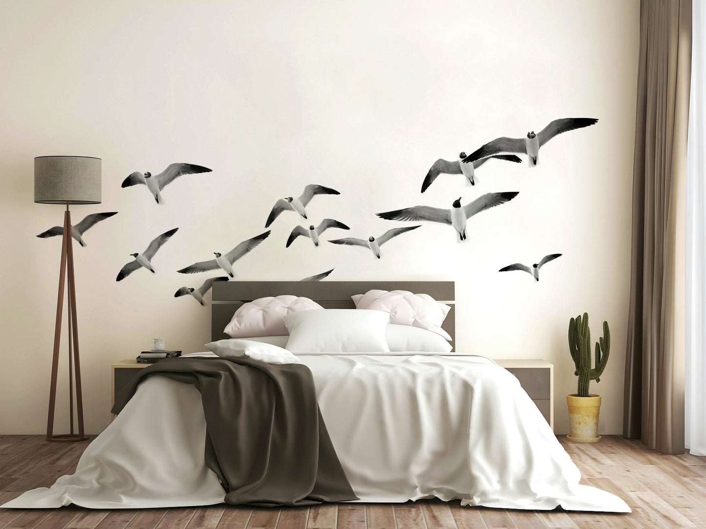 Elegant bird design in Flying Birds Horizontal wall mural.

