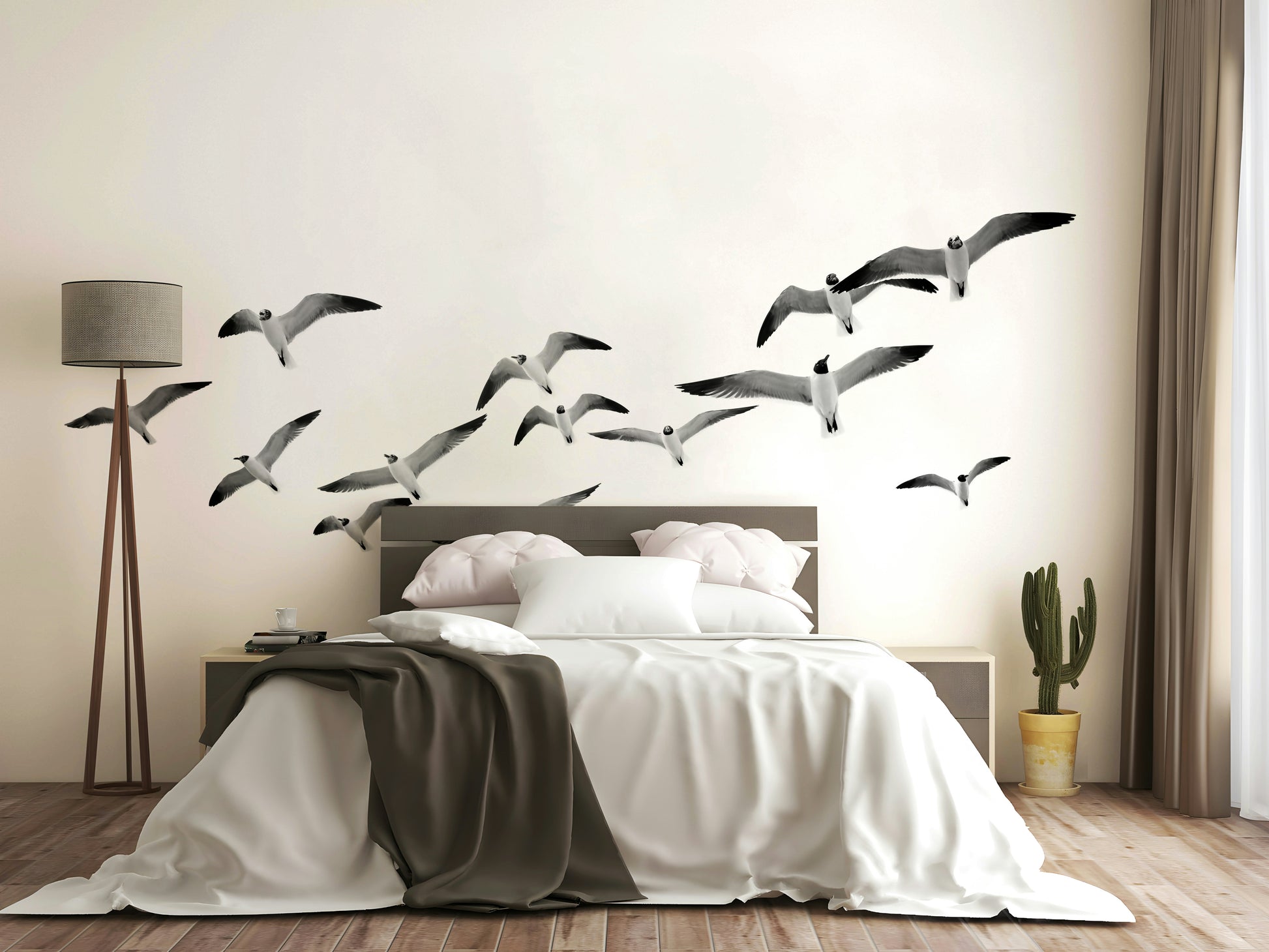 Elegant bird design in Flying Birds Horizontal wall mural.

