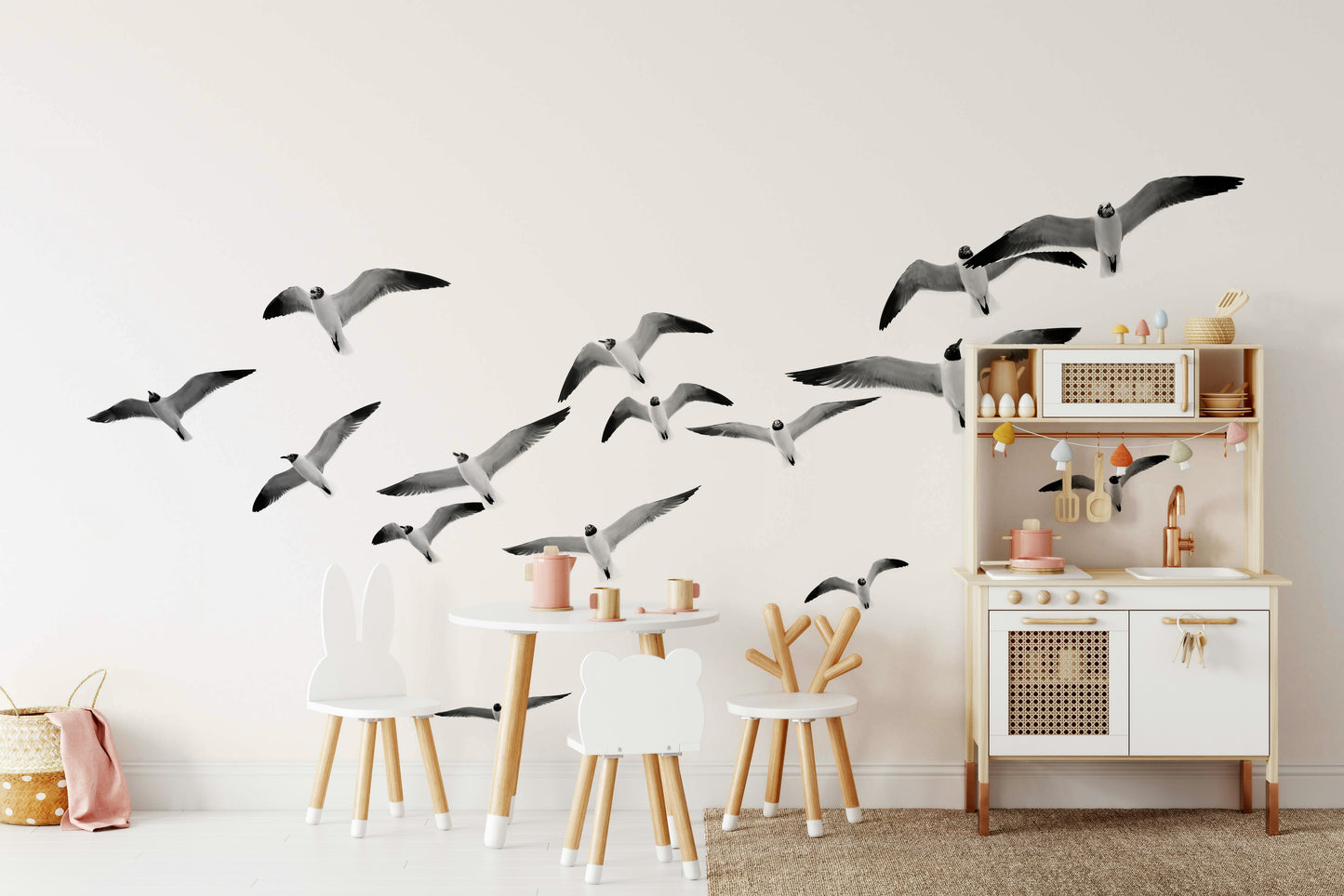 Flying Birds Horizontal Mural adding a sense of freedom to your space.

