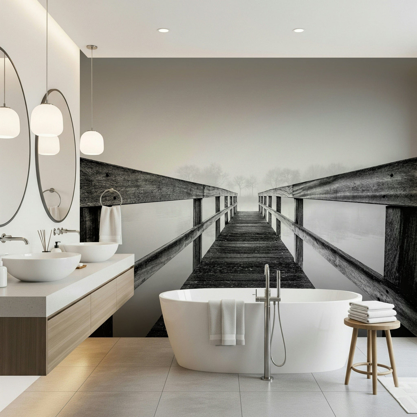 Foggy Bridge View Wall Mural -2593019