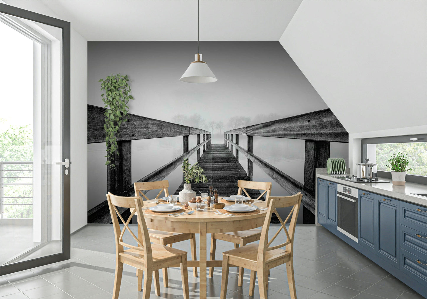 Foggy Bridge View Wall Mural -2593019