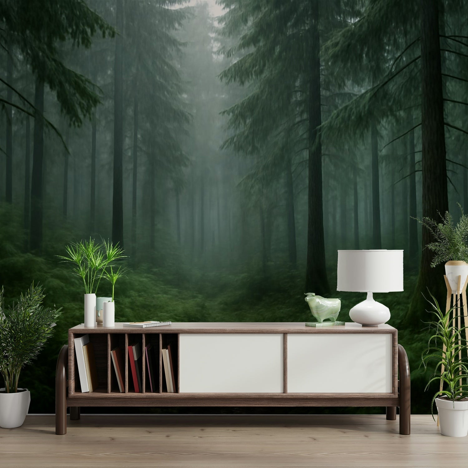 Foggy forest wall mural

