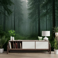 Foggy forest wall mural

