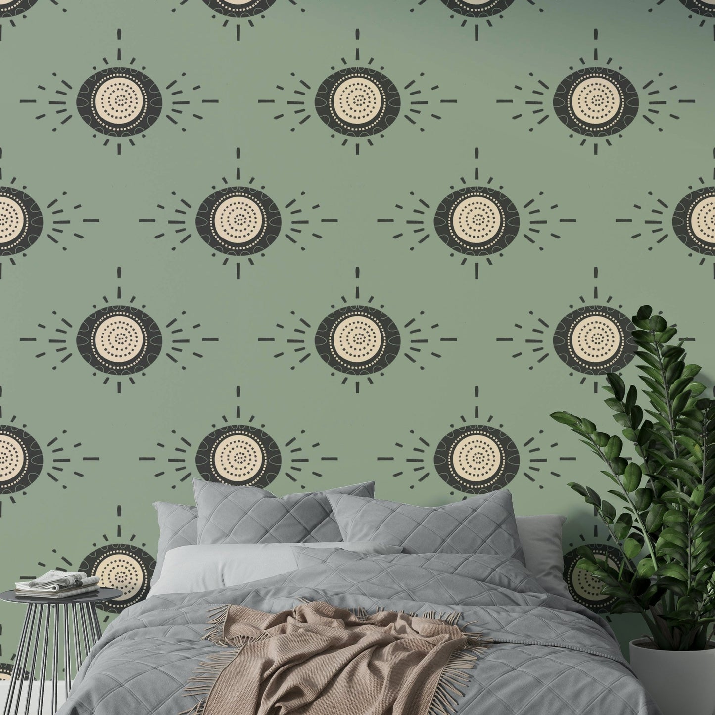 Folk Bloom wallpaper creating a peaceful, nature-inspired atmosphere