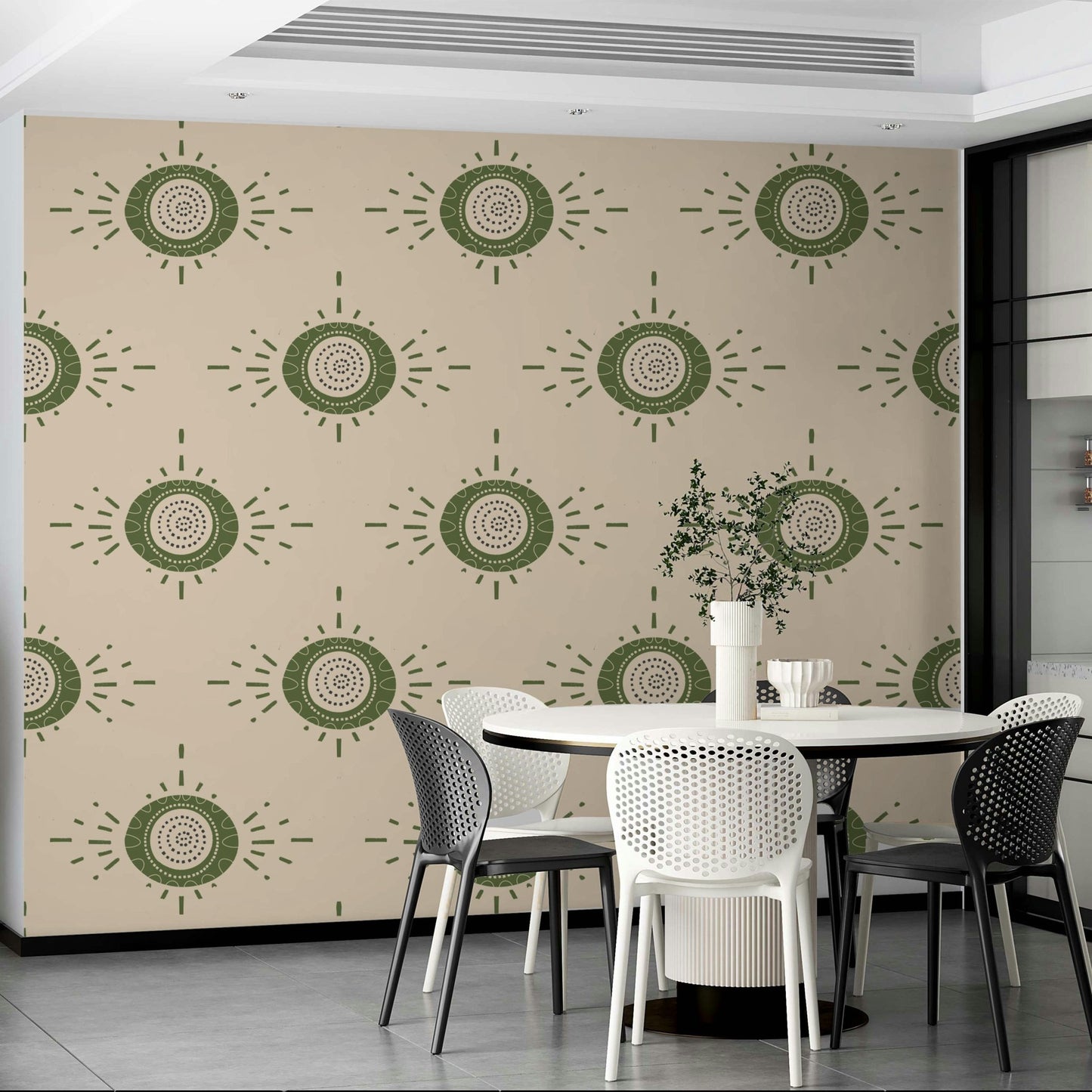 Folk Bloom Light Cream Olive wallpaper transforming your walls with style

