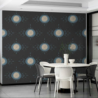 Scandinavian-inspired floral design in soft dusty blue and cream

