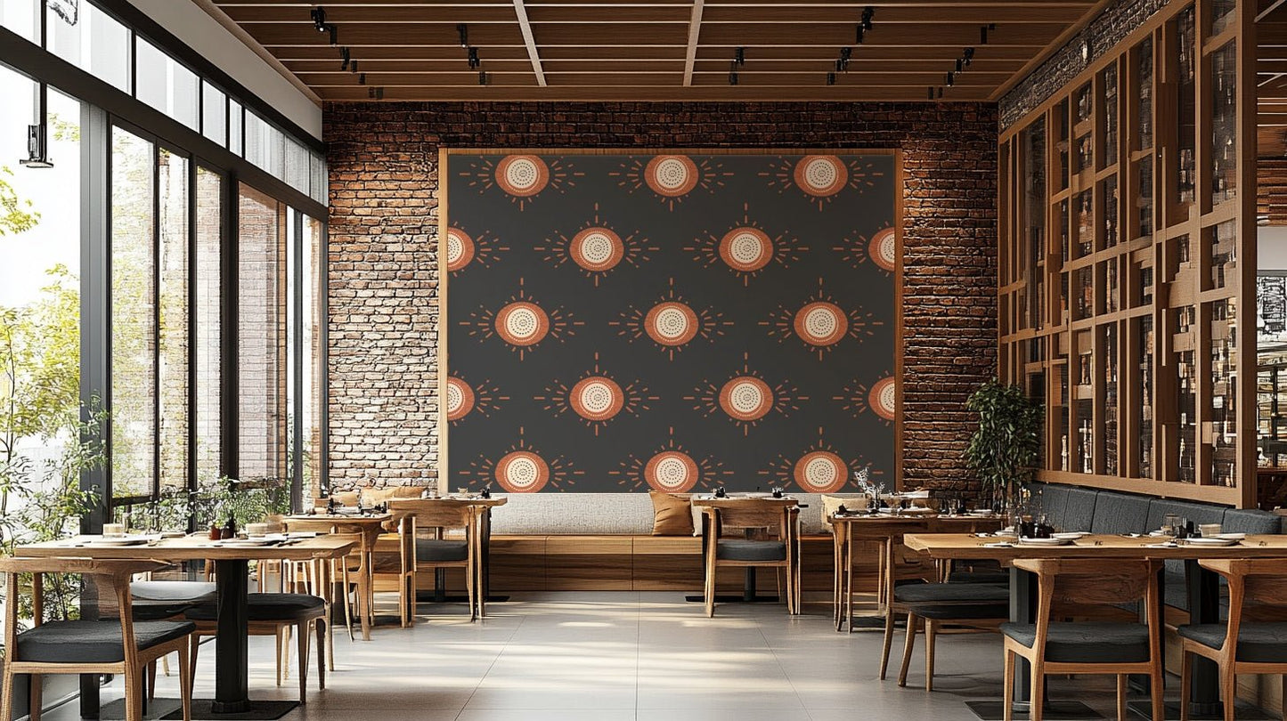 Terracotta and charcoal floral wallpaper perfect for contemporary spaces

