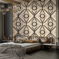 Cream flowers on dark background wall design
