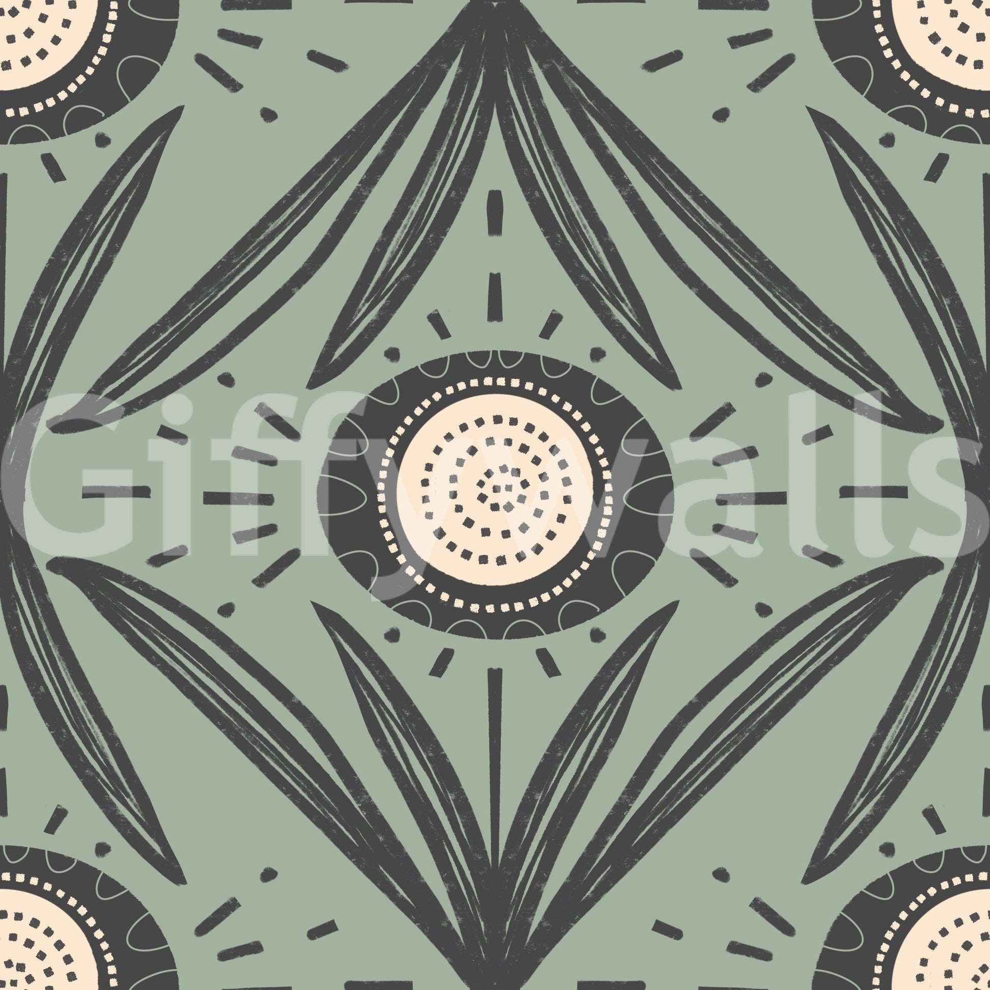 Detailed folk floral print wallpaper
