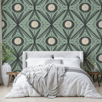 Floral wall mural with rustic modern tone
