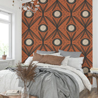 Wallpaper mural with earthy floral contrast
