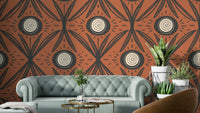 Folk Bloom Radiance Charcoal Terracotta wallpaper design
