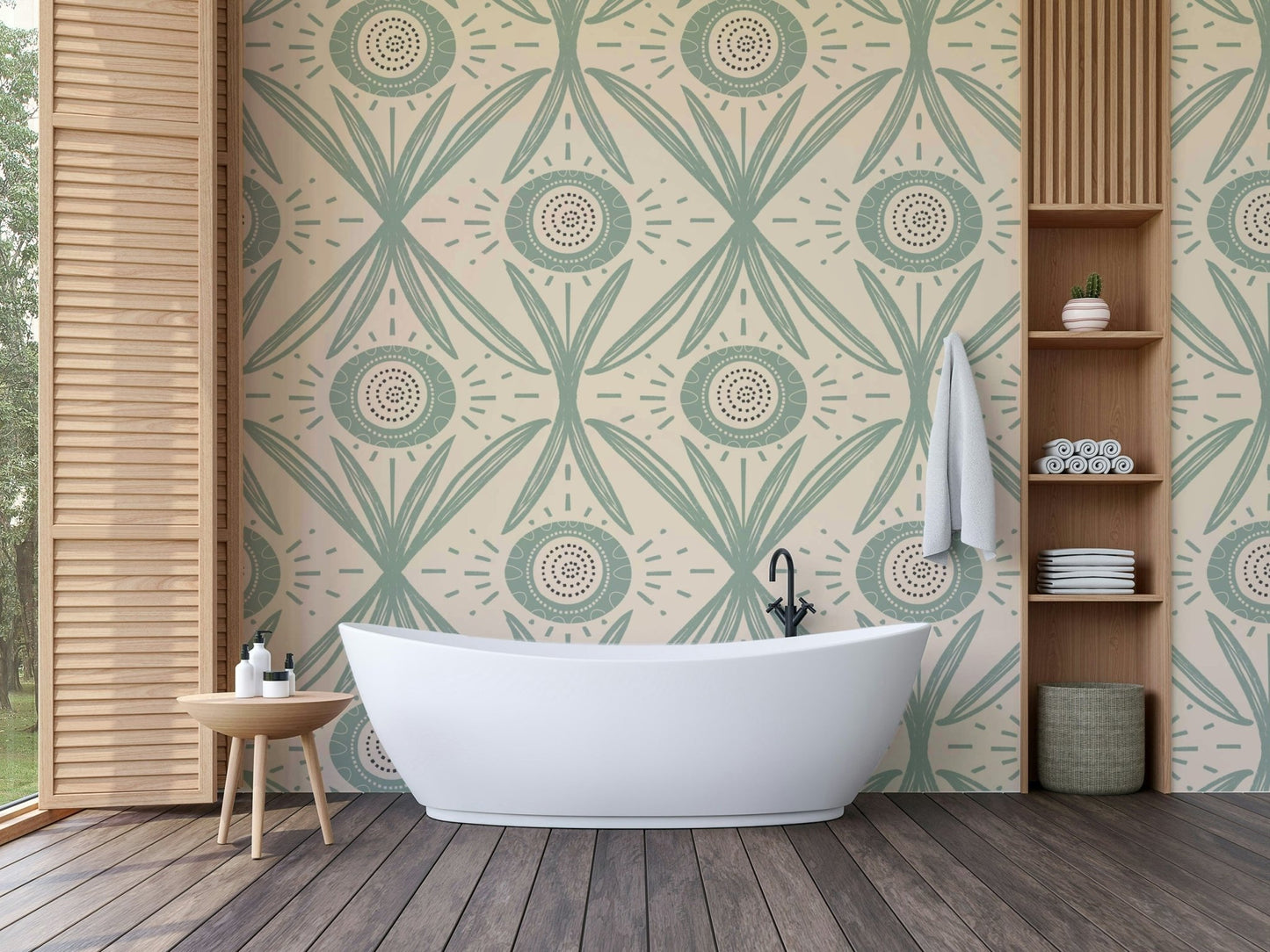 Gentle flower design in sage and cream tones

