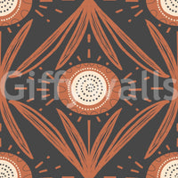 Charcoal and terracotta floral wallpaper pattern
