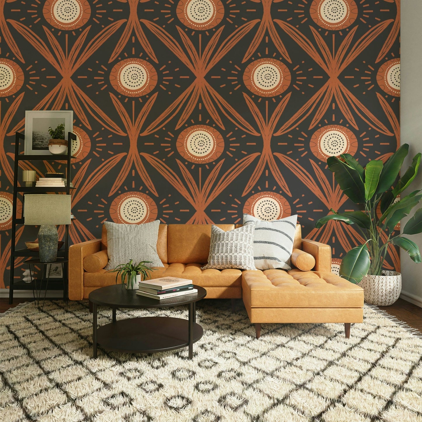 Wall mural with warm earthy tones
