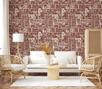 Classic tile wallpaper with folk floral pattern design