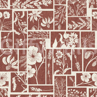 Hallway floral wallpaper with tile style botanical layout