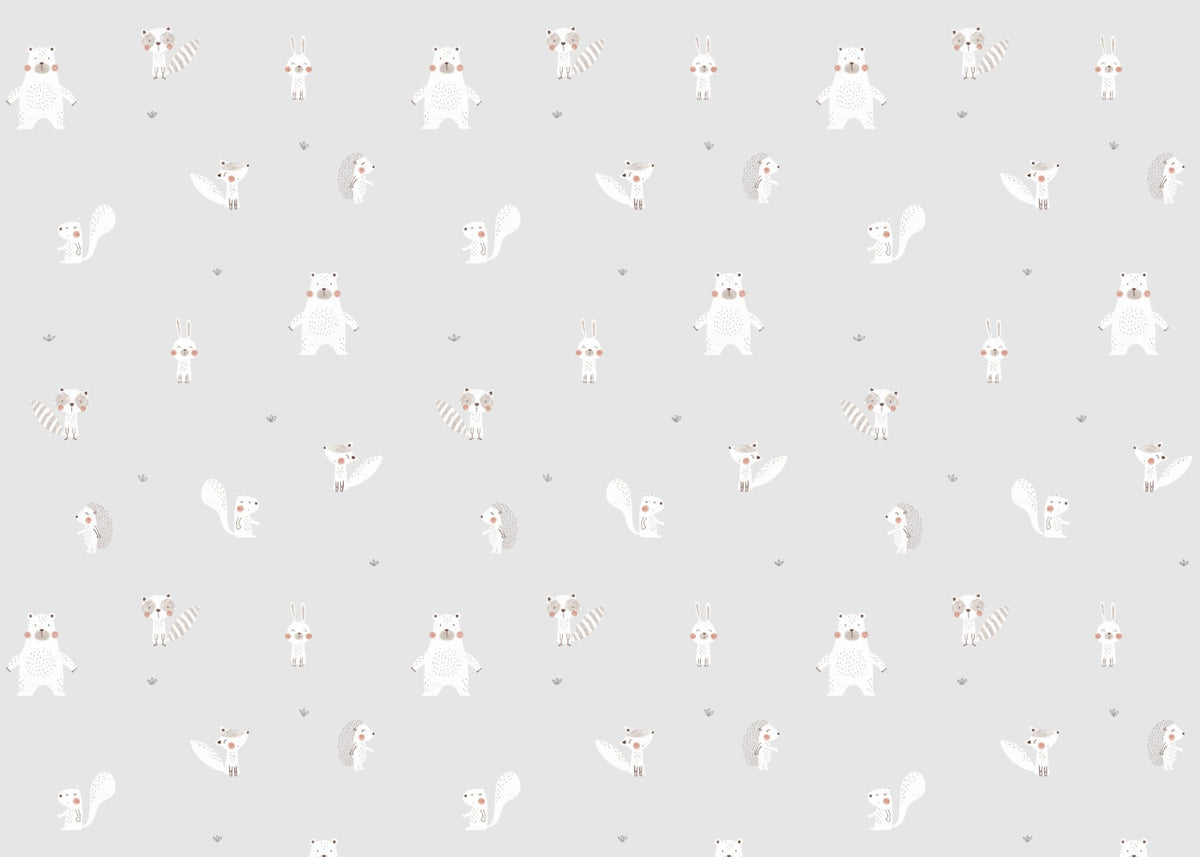 Forest Animals Gray Wallpaper For Walls