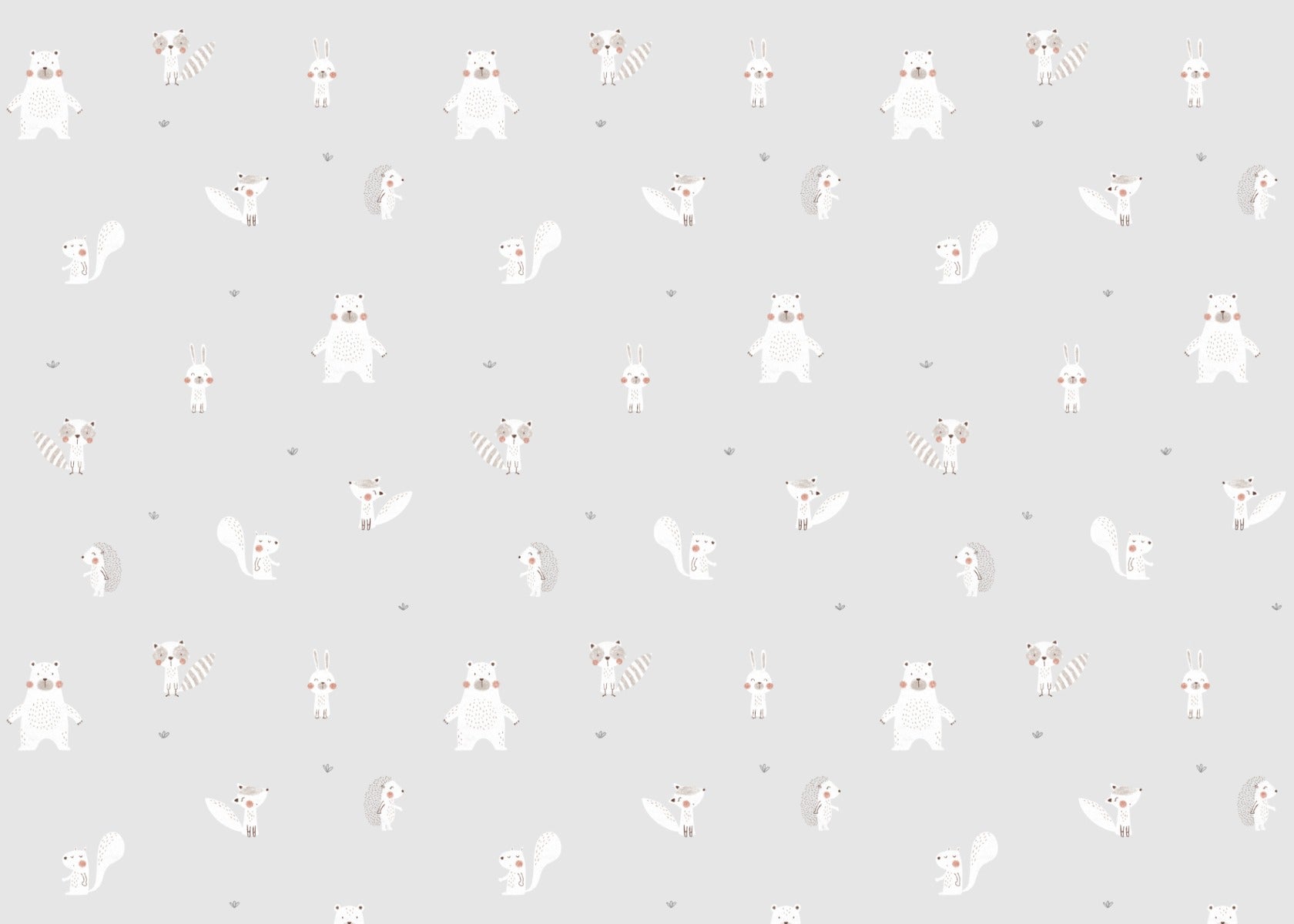 Forest Animals Gray Wallpaper For Walls in your room — zoomed