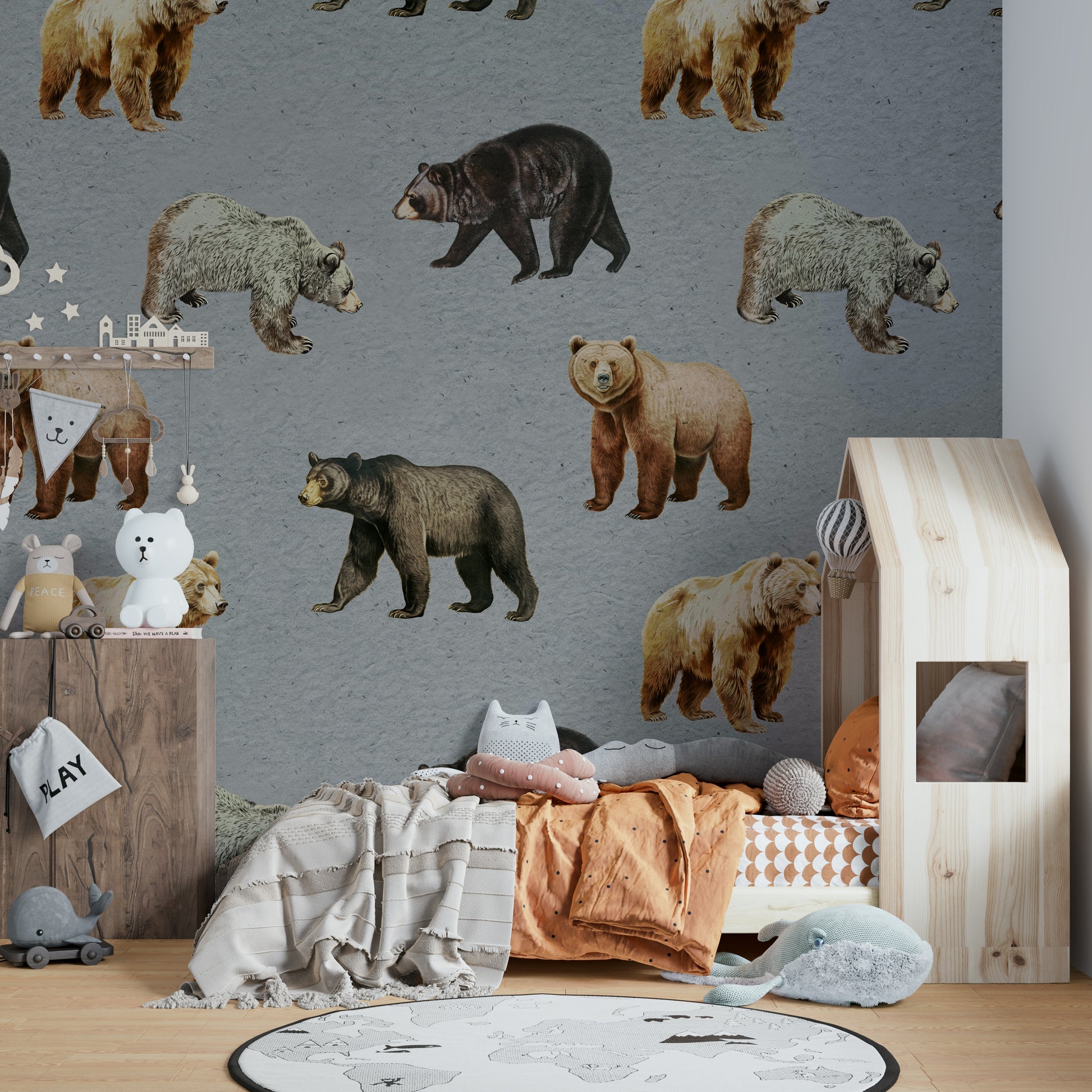 Nature bear wall mural print


