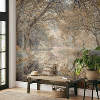A high-angle view of the wall mural with natural light.

