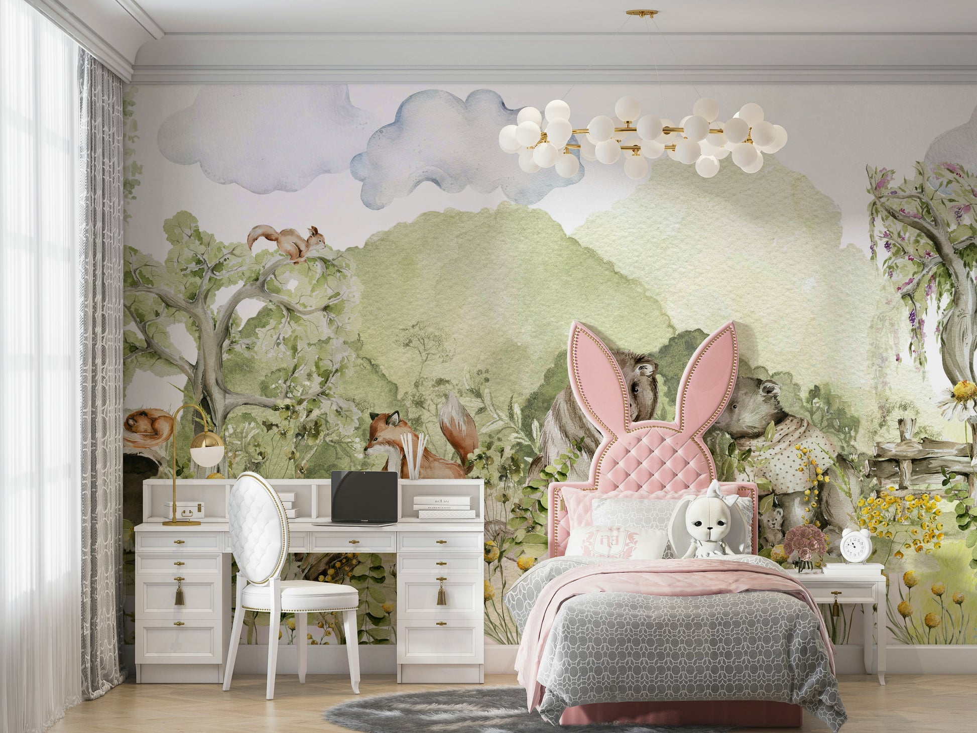 Gentle woodland wallpaper for nurseries

