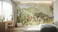 Soft animal-themed wallpaper for children’s rooms

