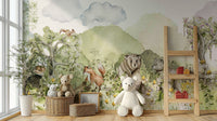 Cozy kids’ wallpaper with forest animals

