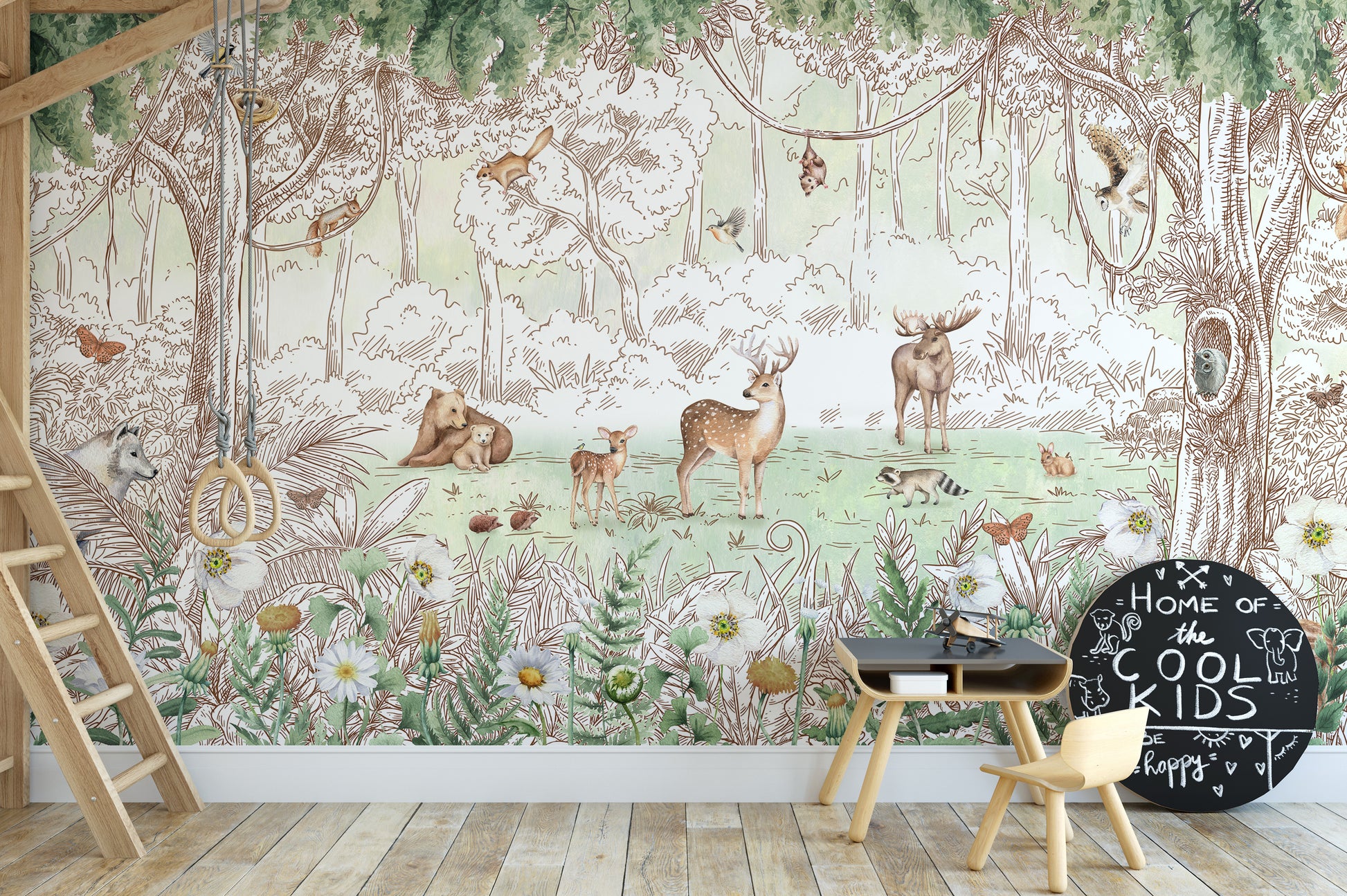 Forest friends in spring season wallpaper for walls - Giffywalls