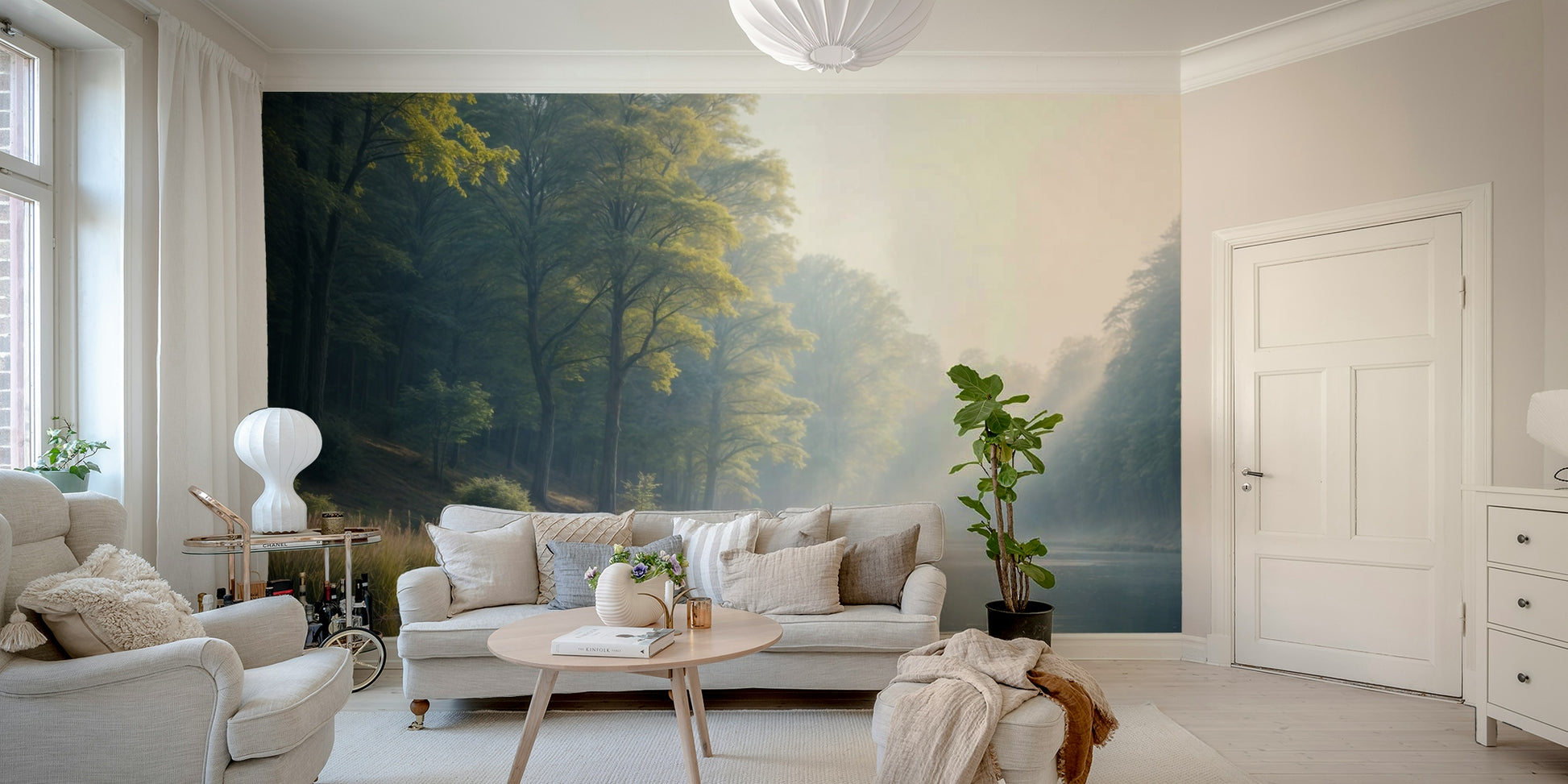 Reflections in forest river wallpaper

