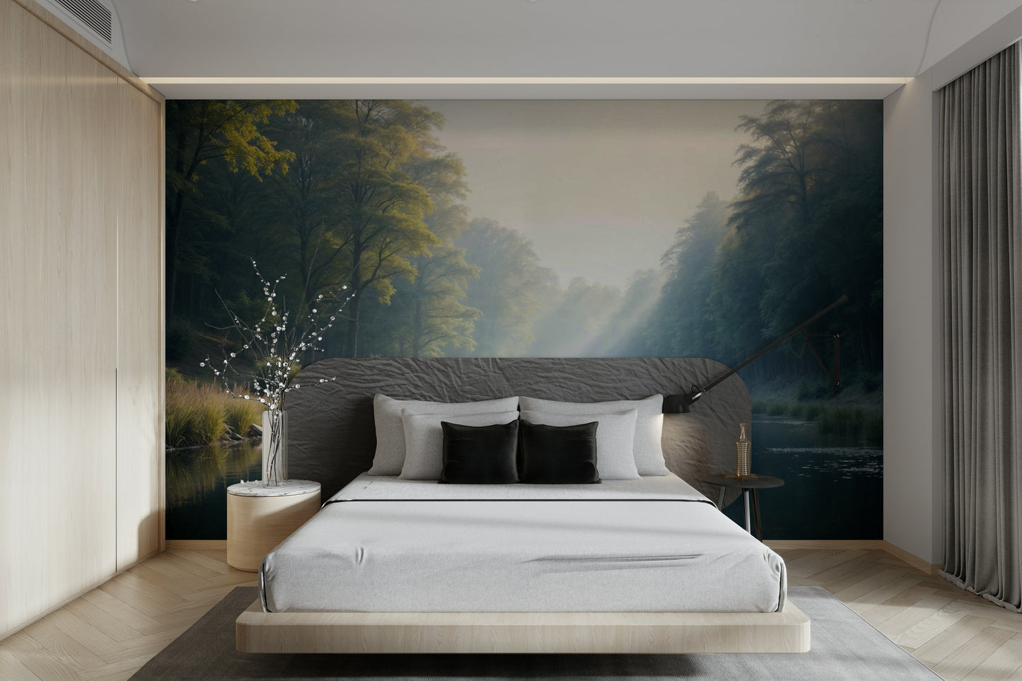 Soft light forest view wall mural


