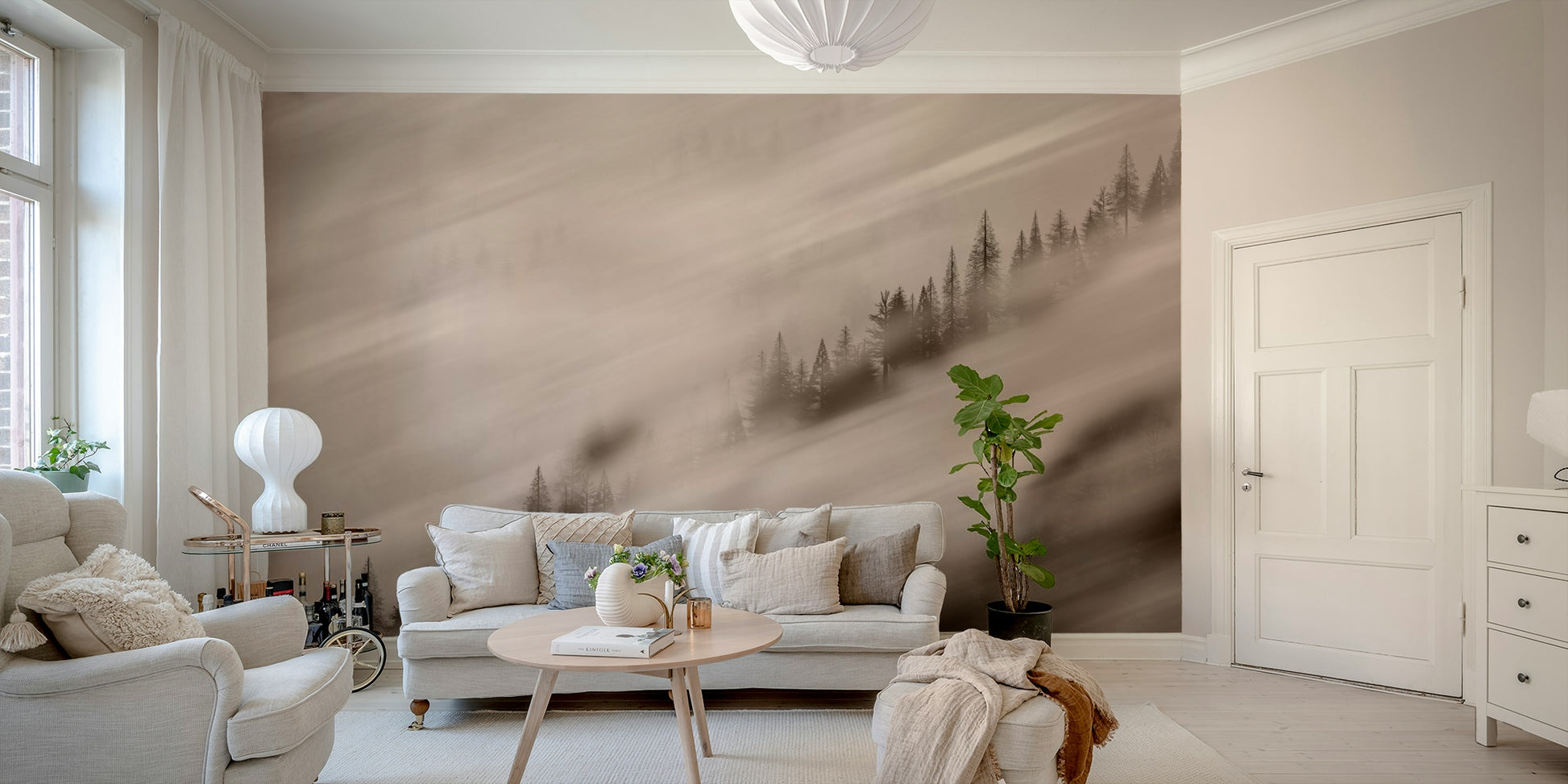 Sepia-toned forest landscape – Forest Valley Sepia Wallpaper